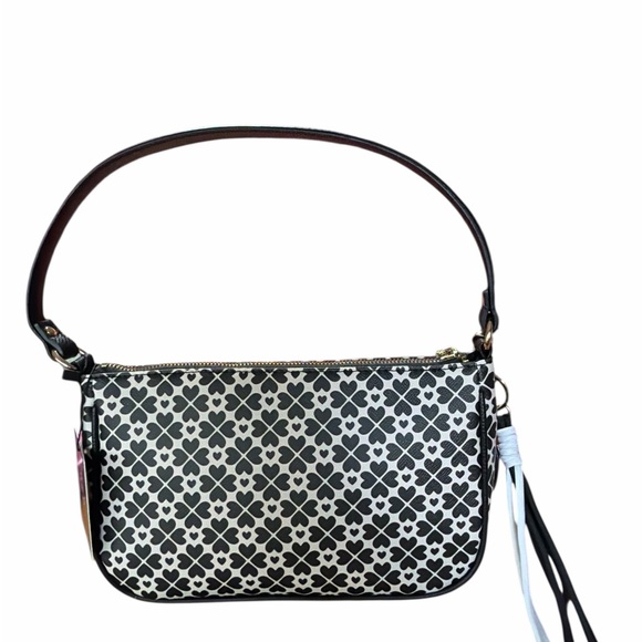 NANETTE LEPORE Fiona Logo Heart Geo Baguette Black Bag w/ Card Wallet Set - Picture 6 of 15